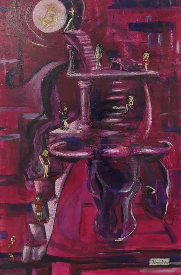 How High The Moon by Johnny Dollar, acrylic on canvas
