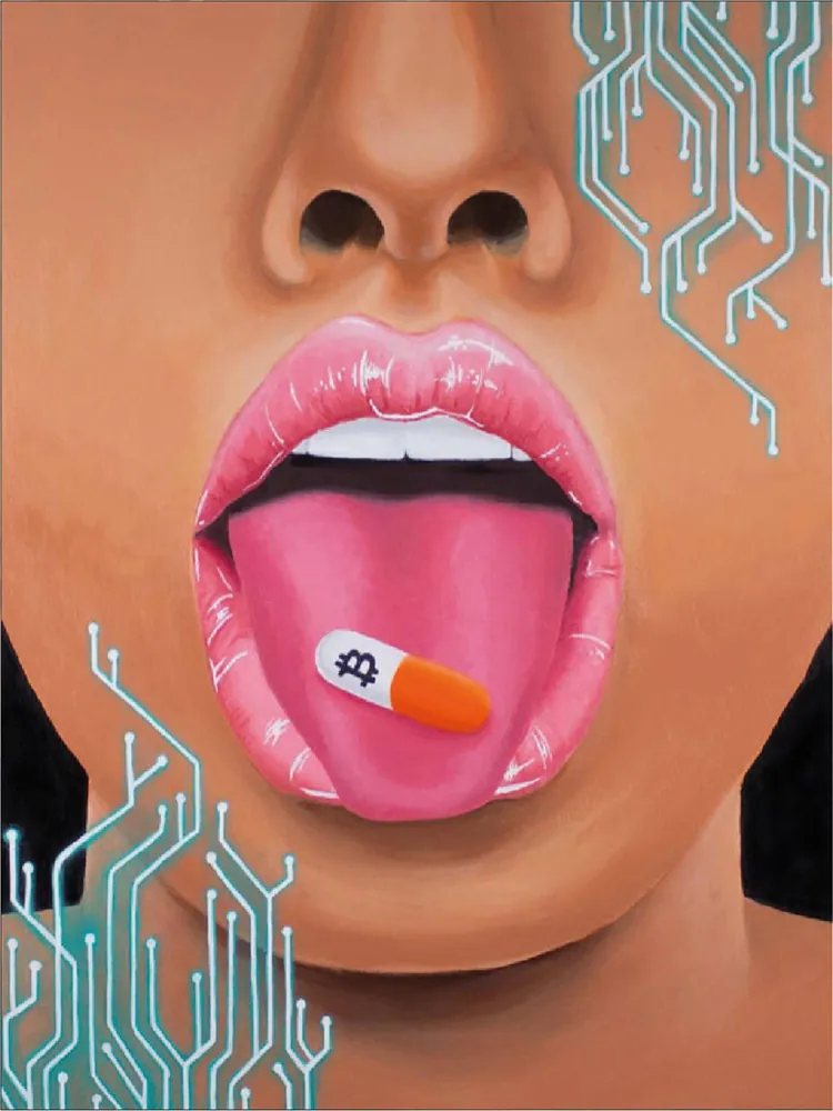 Orange Pill by Sarah Foster, acrylic on canvas